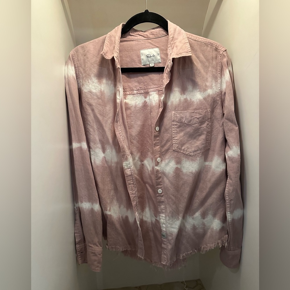 Pink and White Tie-Dye Button-Up Shirt